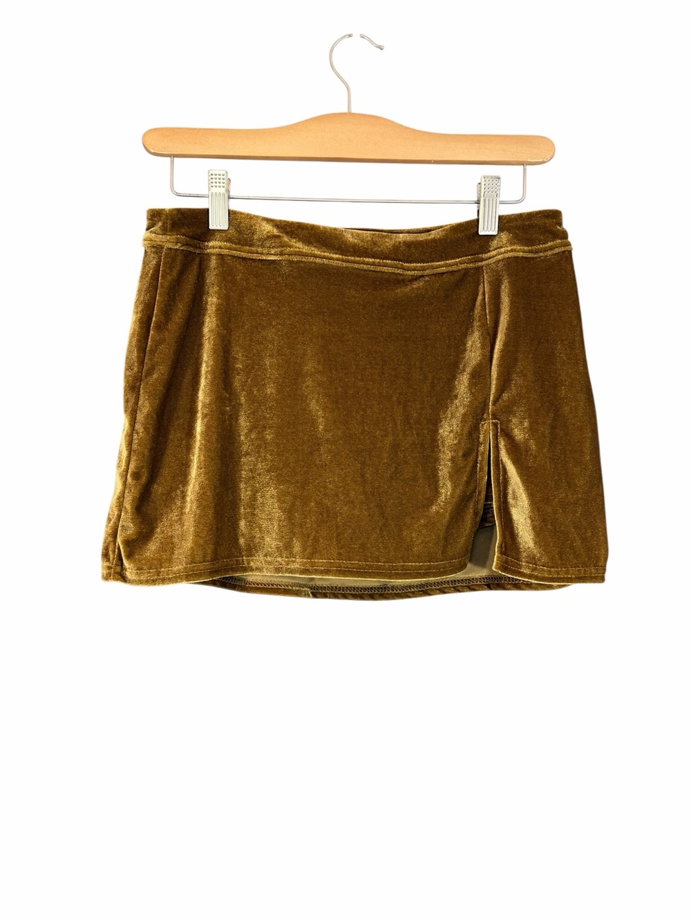Urban Outfitters Velvet Skort with Side Slit Size M Gold NEW Indie Sleaze Y2K - Picture 2 of 9